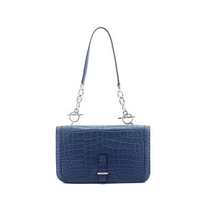 Chain D'ancre Blue de Matte Alligator Shoulder Bag PHW