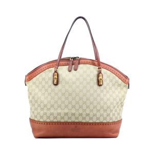 Beige Orange GG Canvas Laidback Crafty Top Handle