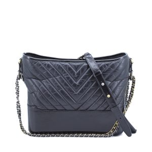 Gabrielle Medium Black Chevron Calfskin