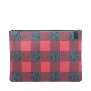 Homme Portfolio Red Plaid Print w/ Oblique Jacquard