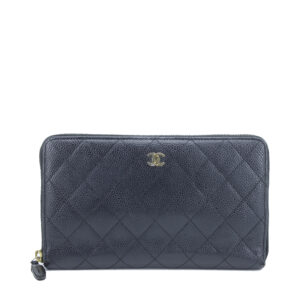 Zippy Long Wallet Black Caviar GHW