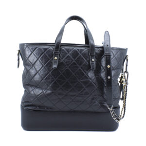 Gabrielle Large Black Shopping Tote Aged Calfskin