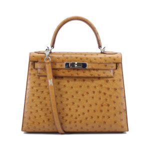 Kelly 28 Cognac Ostrich Sellier