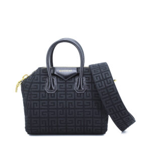 Antigona Mini Embroidered Canvas Black