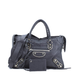 Small City Black Metallic Edge Goatskin SHW