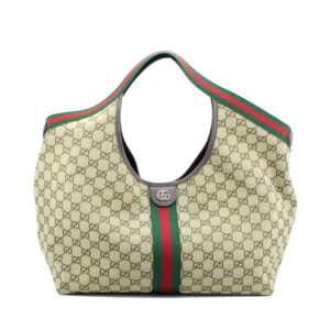 Giglio Large Tote Bag Beige and Brown GG Canvas