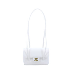 Mini Preppy White Shiny Caviar GHW