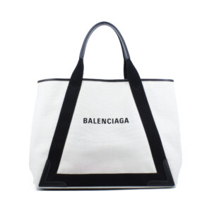 Navy Cabas Large Cream/Black Canvas