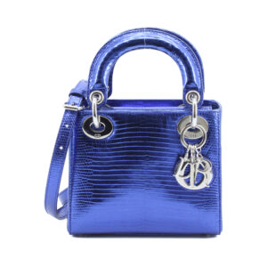 Mini Lady Dior Lizard Metallic Blue