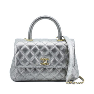 Coco Handle Small Caviar Metallic Silver GHW
