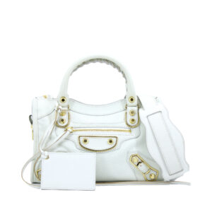 Mini City White Metallic Edge Goatskin GHW