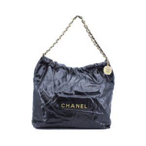 22 Medium Black Shiny Calfskin