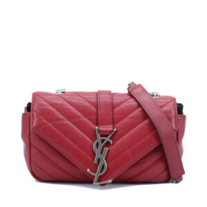 Sheepskin Matelasse Mono Baby Chain Shoulder Bag Red