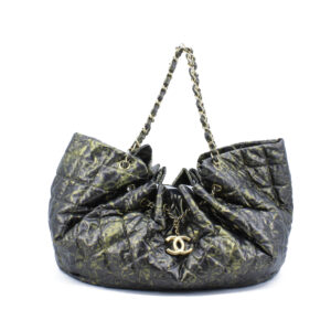Metallic Gold Dark Grey Coated Canvas Rock in Moscow Cabas Tote
