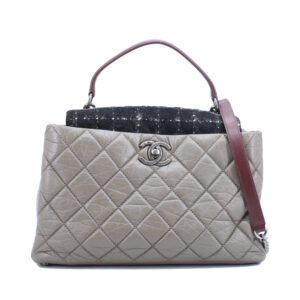 Portabello Top Handle Etaupe Large Aged Calfskin and Tweed