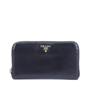 Saffiano Zipper Wallet in Black