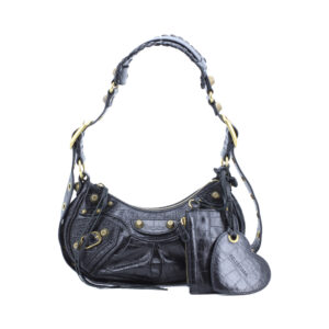 Le Cagole XS Croco Embossed Black